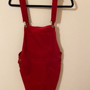 Red Overall Skirt with pockets. Size L